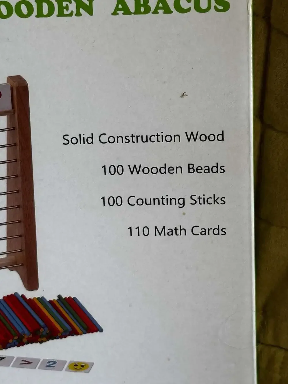 Cltoyvers Wooden Abacus for Kids Math with 100 Counting Sticks and Number Cards